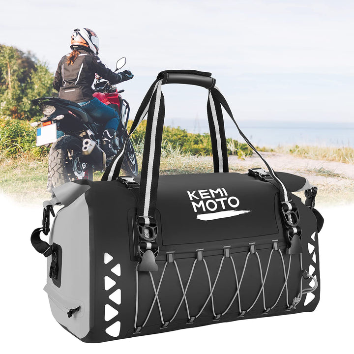 Motorcycle Dry Bag 50L, Waterproof Tail Bag - Kemimoto