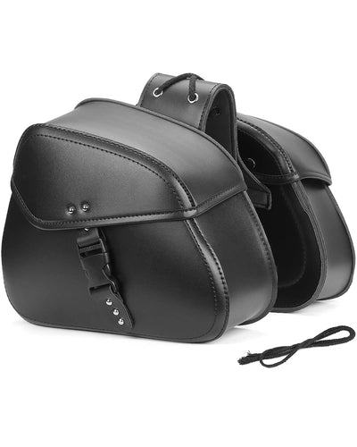 24L Large Capacity PU Leather Motorcycle Saddlebags - Kemimoto