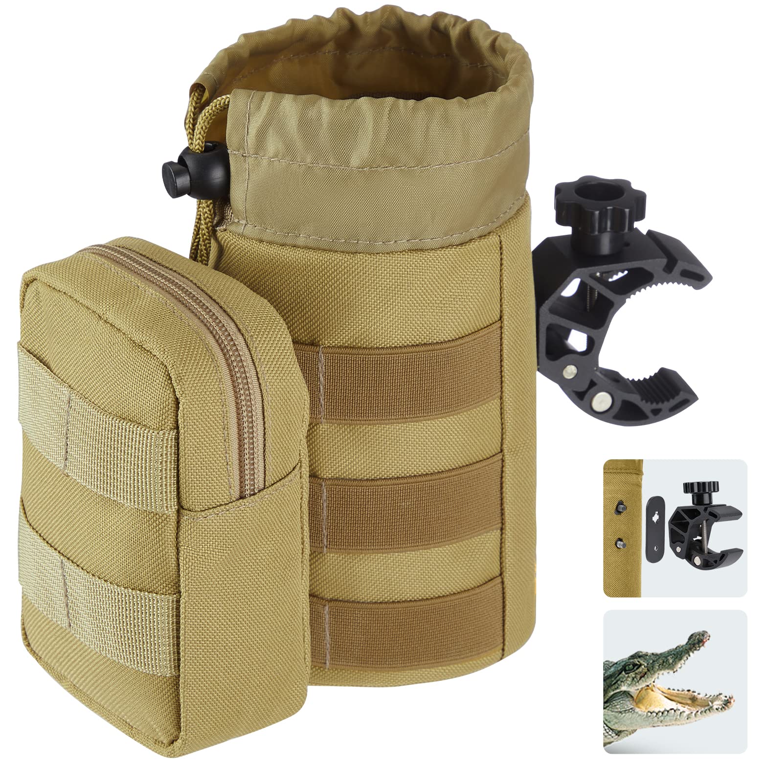 Oxford Fabric Cup Holder with Upgrade Alligator Clamp For UTV ATV Motorcycle Bike - Kemimoto