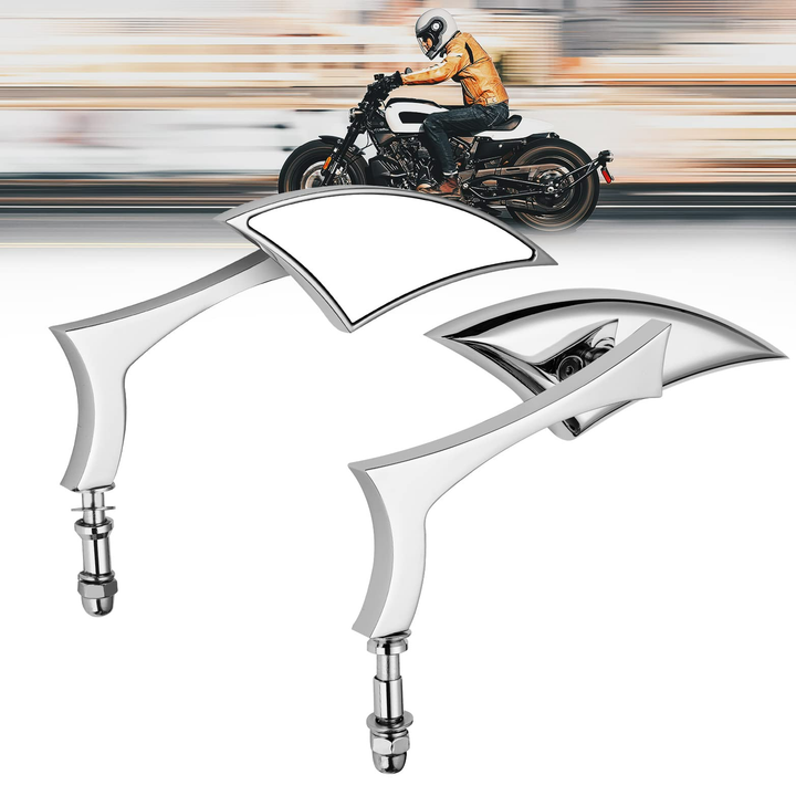 Harley Spear Blade Rear View Mirrors Chrome - Kemimoto