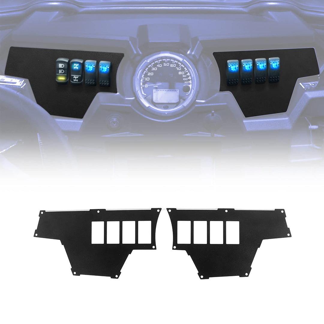 8 Switch Aluminum Dash Panel Powder coated Dash Plate 2 Set Black Fit Polaris RZR XP 1000 - Kemimoto