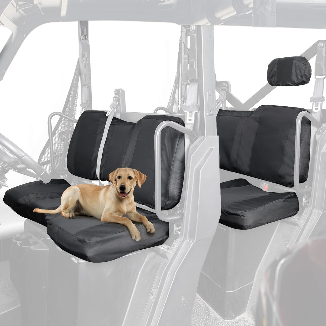Seat Cover Set with Headrest Cover Fit Polaris Ranger Crew 1000/Crew XP 1000(2020-2023) - Kemimoto