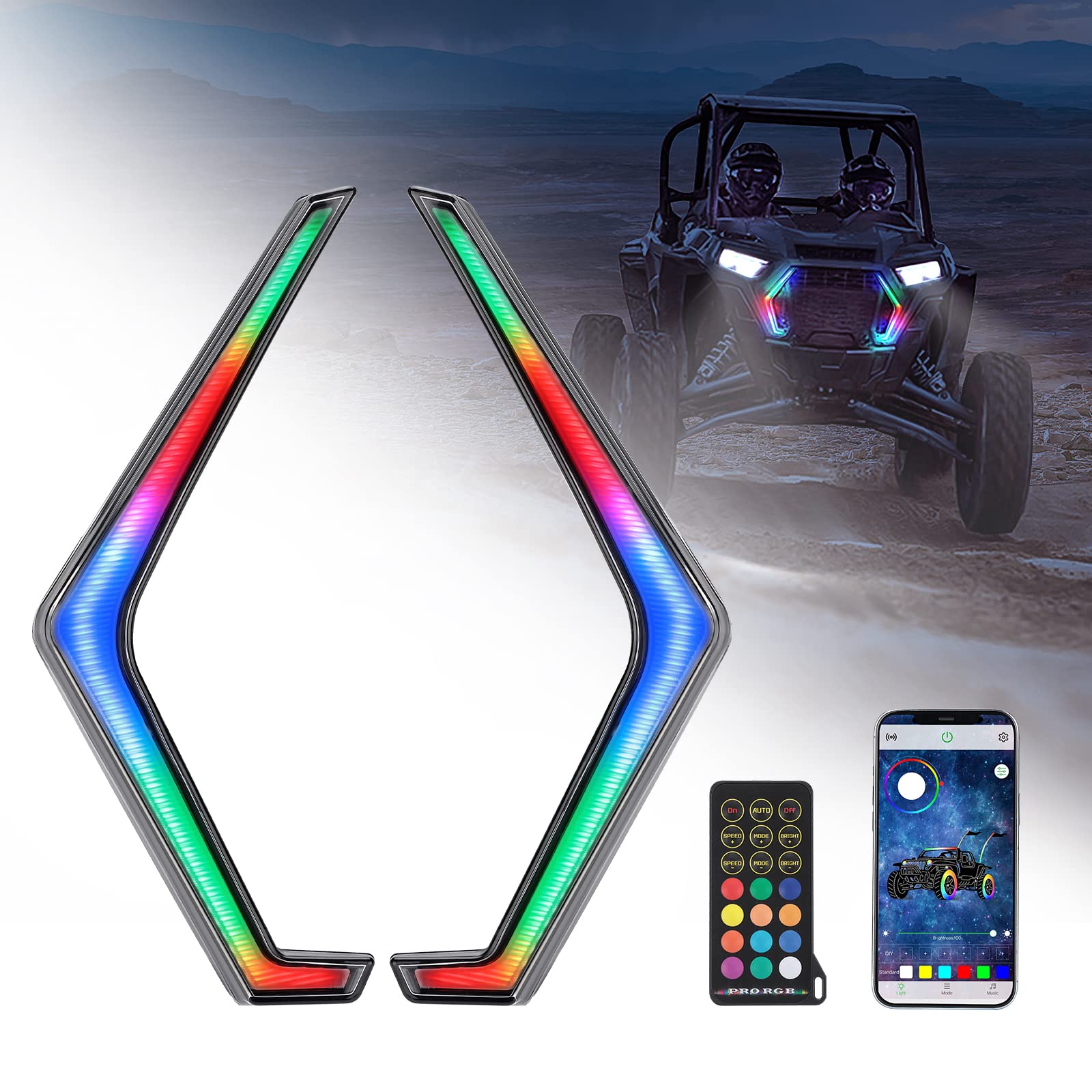 RGB Turn Signal Lights Fit Polaris RZR XP 1000 Turbo (2019-2022) - Kemimoto