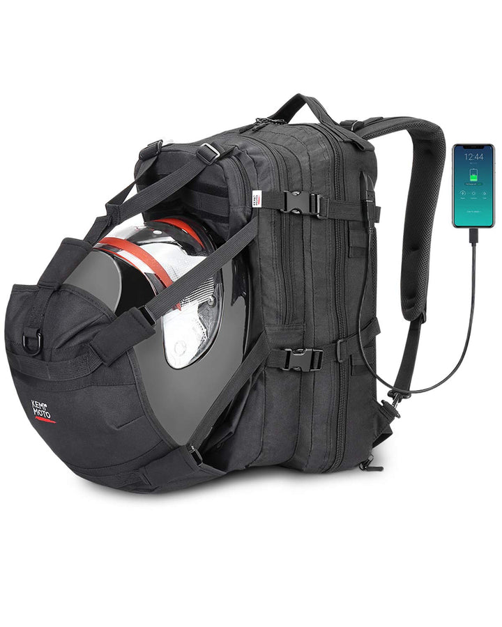 Motorcycle 37L Helmet Backpack with USB-charge Port - Kemimoto