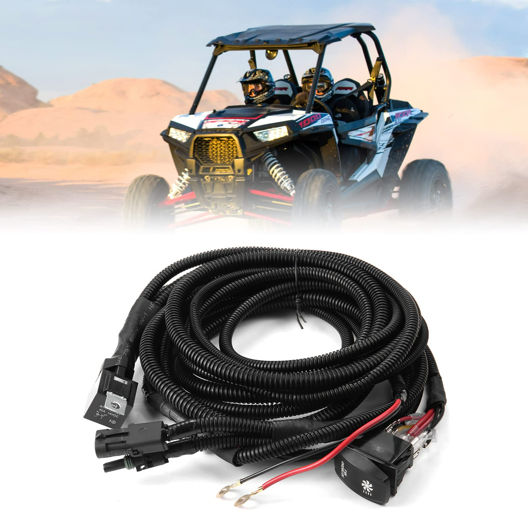 ATV UTV Fan Override Switch Kit with Relay LED Rocker Switch, Engine Cooling Wiring Accessories - Kemimoto