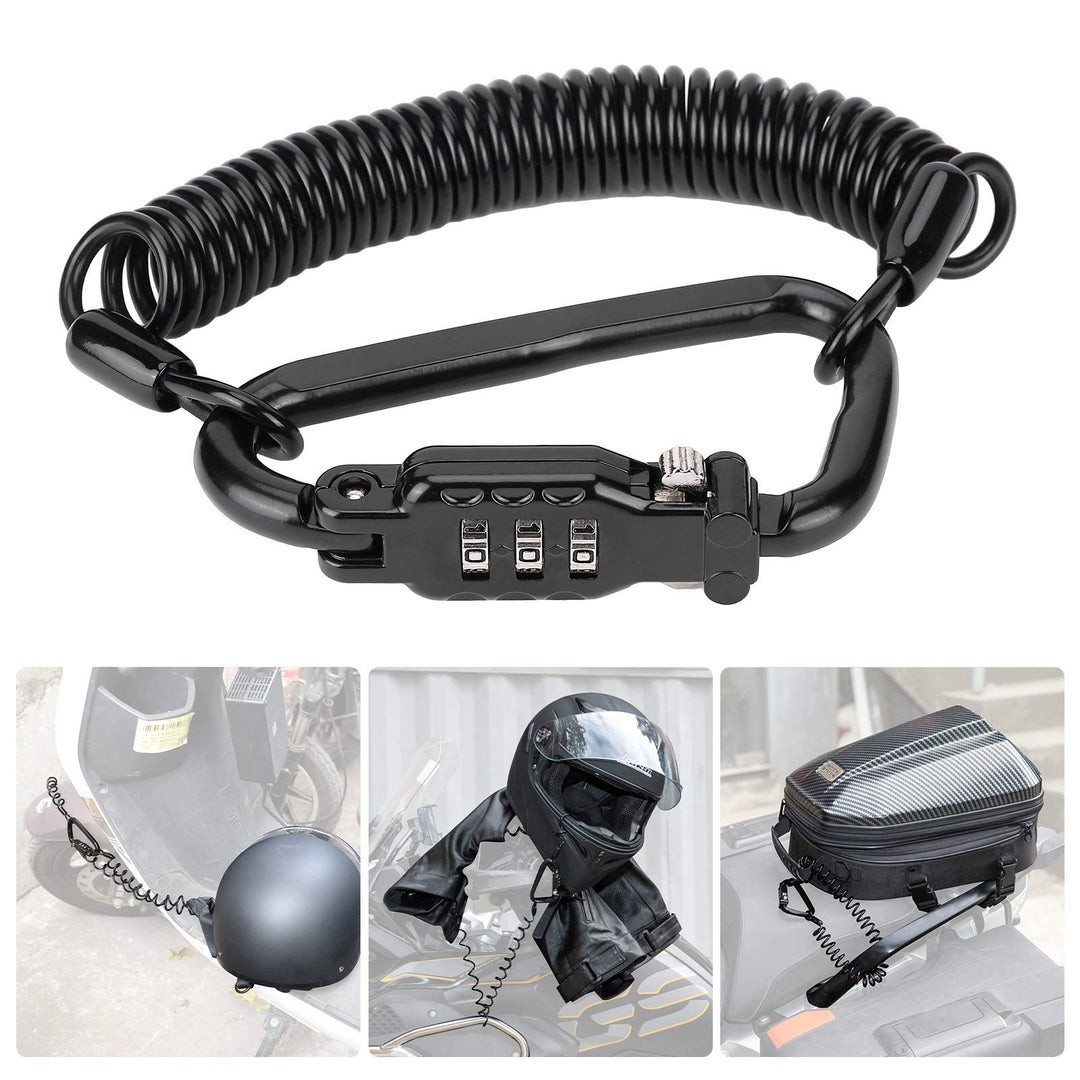 Motorcycle Helmet Lock Combination Lock with Cable - Kemimoto