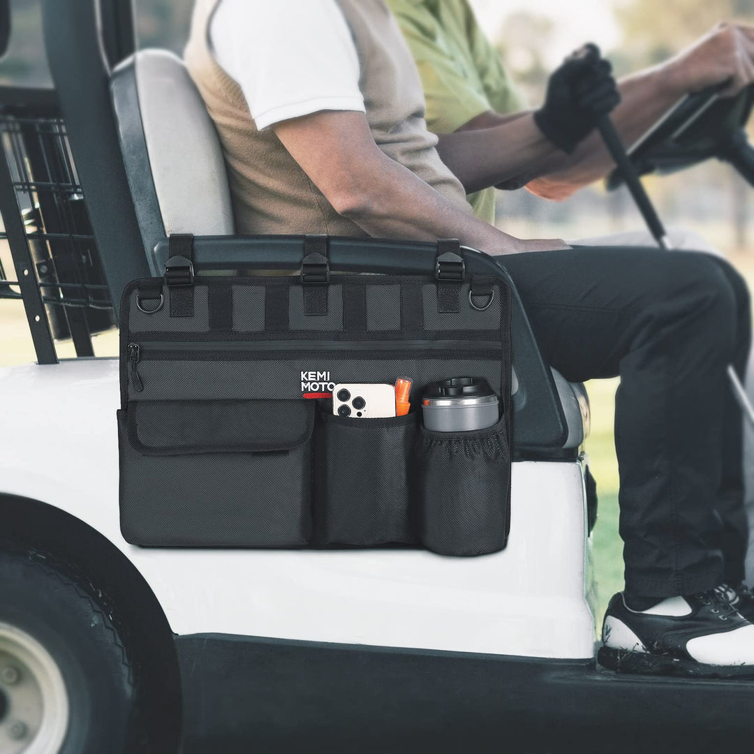 Armrest Side Bag Portable Fit Club Car, EZGO, Drive, ICON, Black - Kemimoto