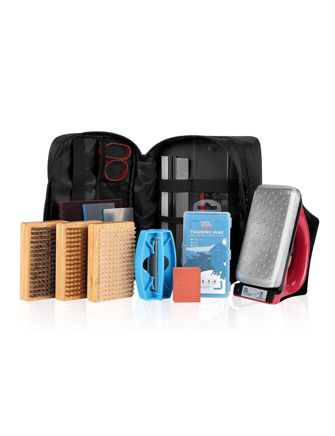 Ski Snowboard Tuning Kit With Waxing Iron, Training Wax, Edge Tuner, Apron, Brush - Kemimoto