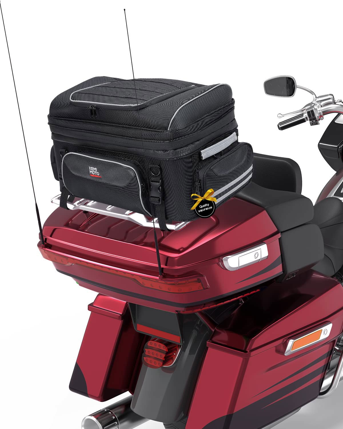 Motorcycle Travel Luggage, Collapsible Trunk Bag with Bar Straps