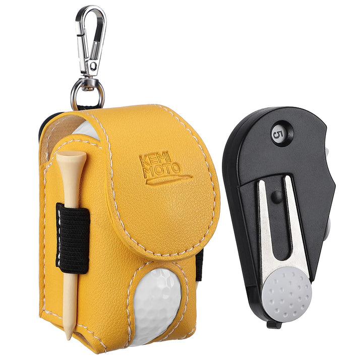 Portable Golf Ball Waist Bag with Foldable Divot Repair Tool - Kemimoto