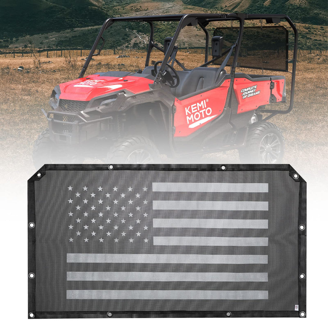 Soft Rear Window Net with Old Glory Flag Print Accessories Fit Pioneer 1000 700 500 - Kemimoto