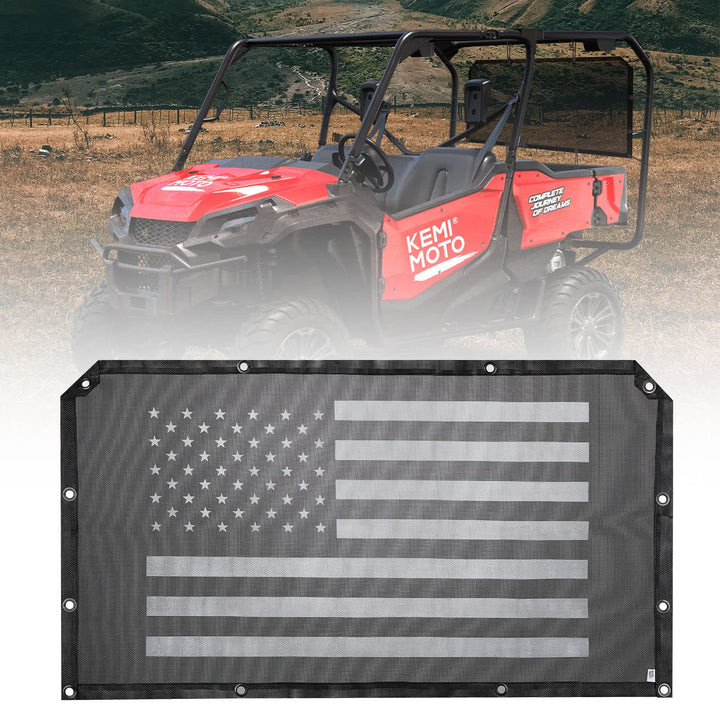 Soft Rear Window Net with Old Glory Flag Print Accessories Fit Pioneer 1000 700 500 - Kemimoto