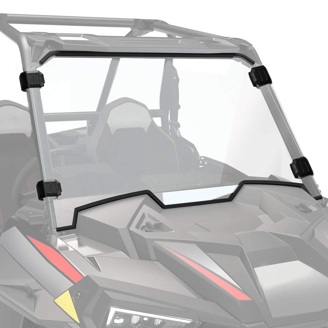 Polaris RZR Front Full Windshield with 4 Black Clamps - Kemimoto