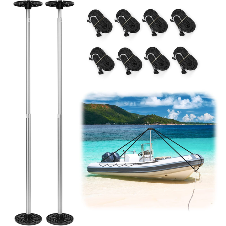 Boat Cover Support Pole With Four Webbing Straps - Kemimoto