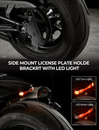 Motorcycle Side License Plate Holder Bracket with LED Light for Sportster S RH1250