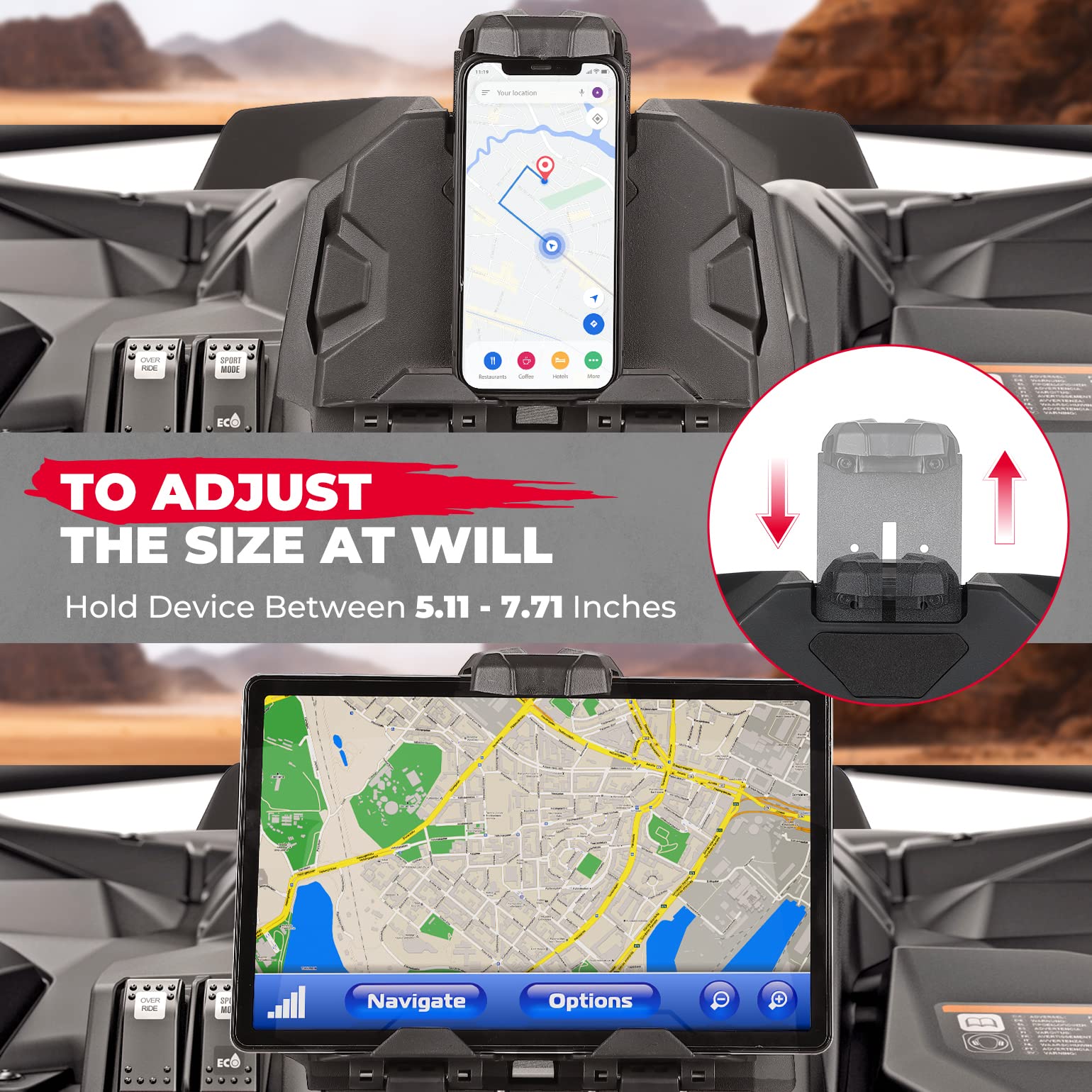 thumbnail image 2 of Tablet/Phone Holder For Can-Am Maverick X3 2017-2023 – Storage Box Mount, Black 2 of 4