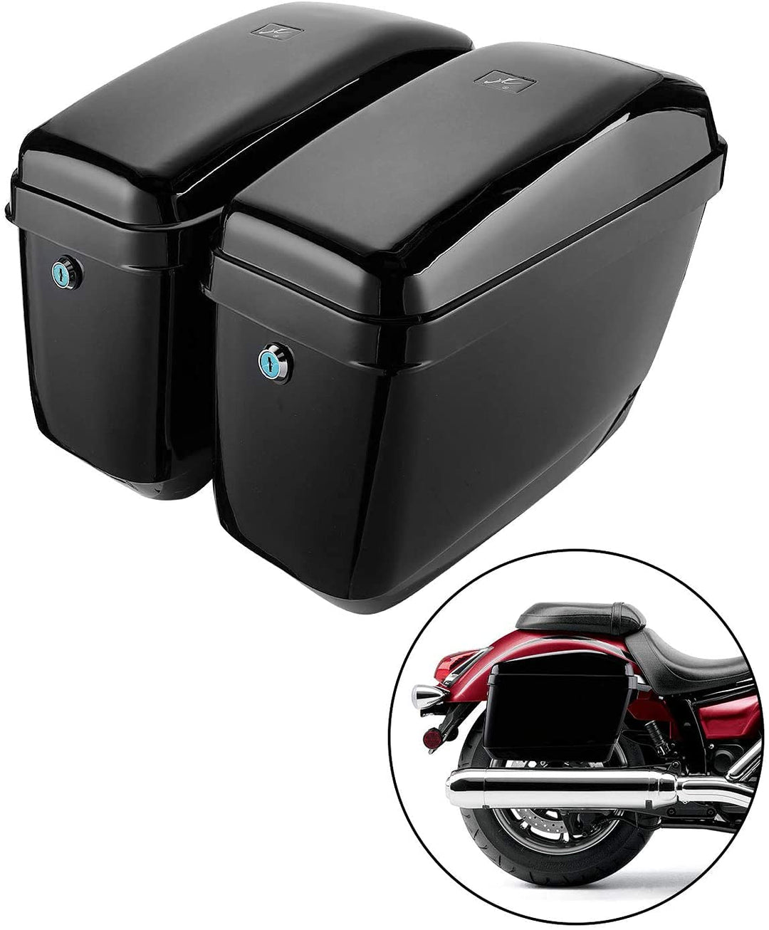 Motorcycle Hard Saddlebags Fit Dyna V-Rod Vstar 650 VTX 1100 1300 - Kemimoto