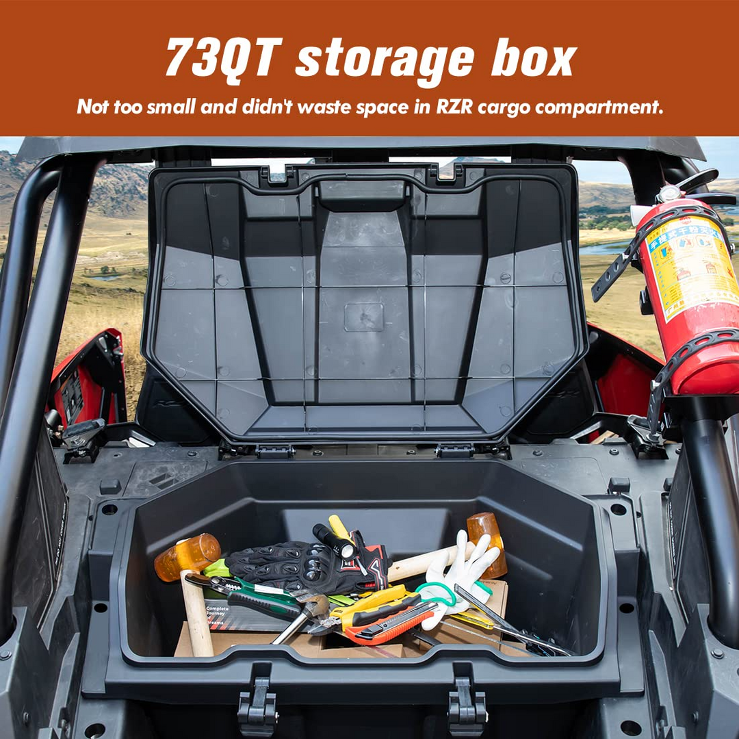 Cargo Box, 73 QT Rear Storage Bed Box Fit Polaris RZR PRO XP / 4 (2020-2023) - Kemimoto