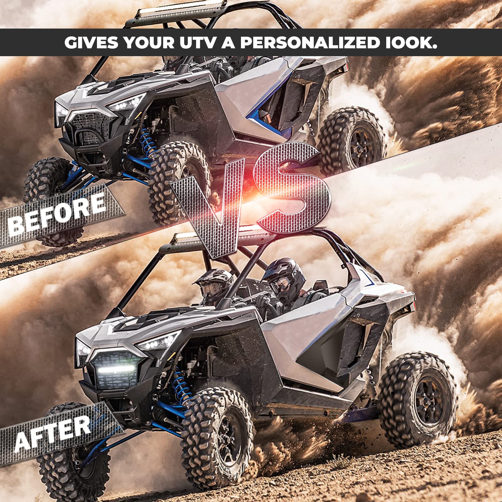 Front Grill Mesh with LED Light Bar for Polaris RZR PRO XP/TURBO R ...