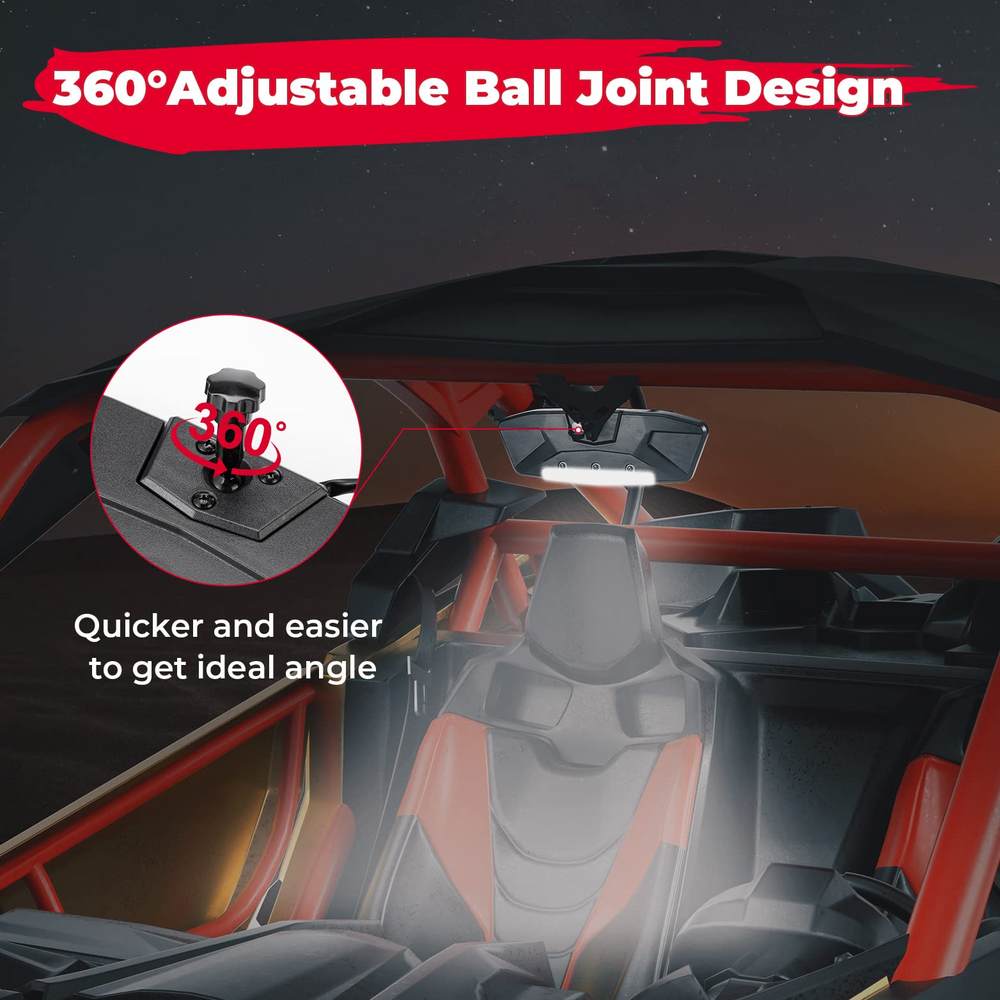 UTV Rear Mirror LED Fit Can-Am Maverick X3 / X3 MAX 2017-2023 - Kemimoto