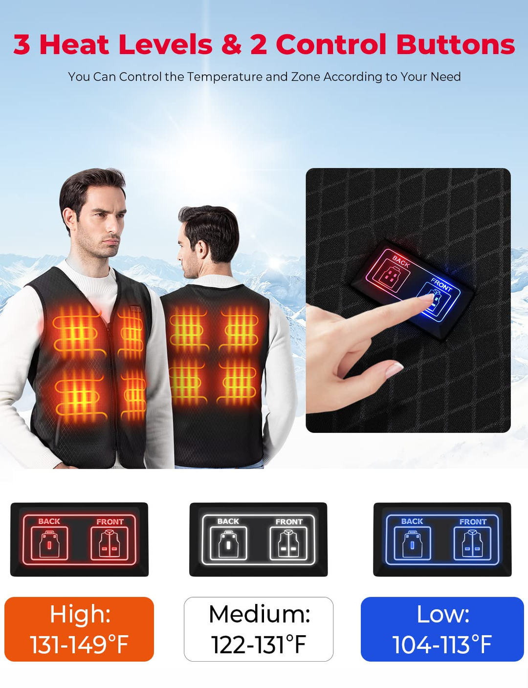 Winter Warming Heating Vest, BATTERY NOT INCLUDED - Kemimoto