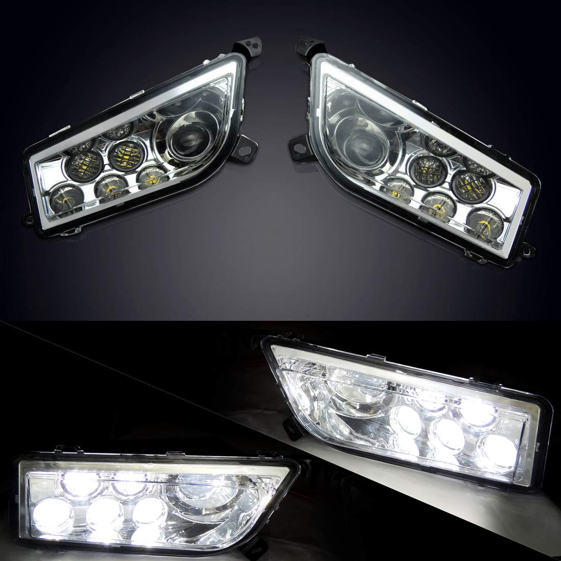 Pair of LED Headlight Fit RZR XP 1000/4 1000, XP Turbo/Turbo S / 4 turbo, 900 / S 900 (2014-2022) - Kemimoto