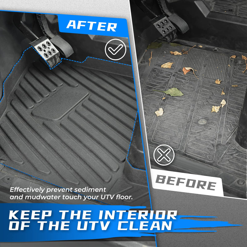 Floor Mats Fit Polaris Ranger Crew XP 1000 (2019-2023) - Kemimoto