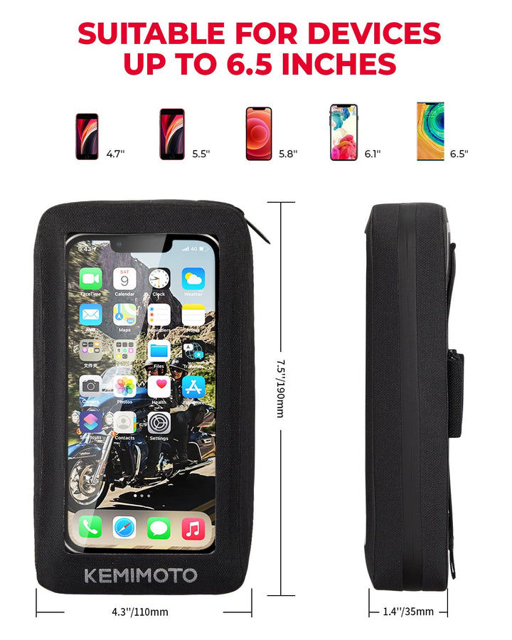 Motorcycle Waterproof Tank Bag Fit Cell Phone up to 6.5 Inch - Kemimoto