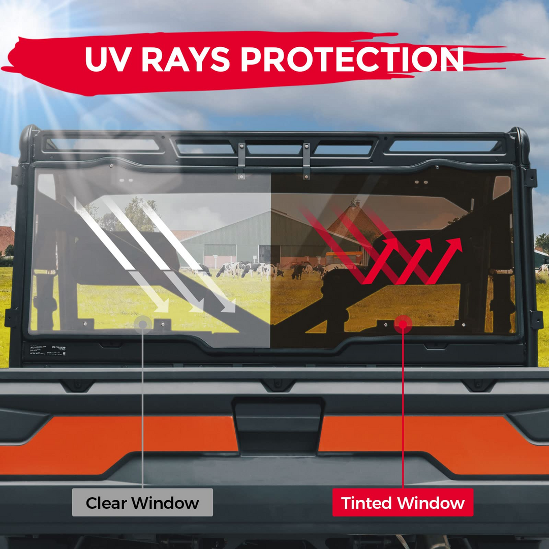 Rear Window, Anti UV Rear Windshield Compatible with 2017-2023 Polaris Ranger - Kemimoto