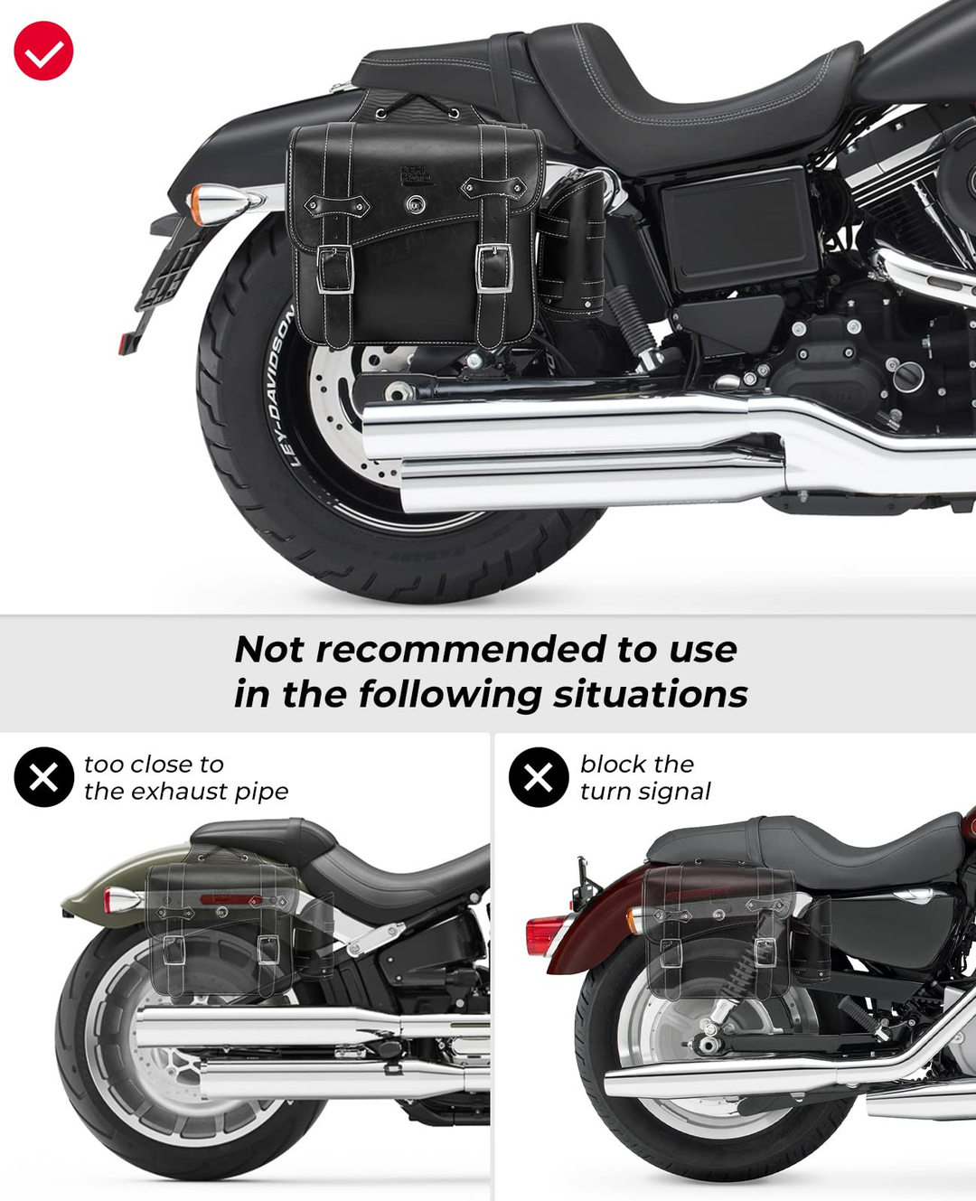 Motorcycle PU Leather Saddlebag With Cup Pocket - Kemimoto