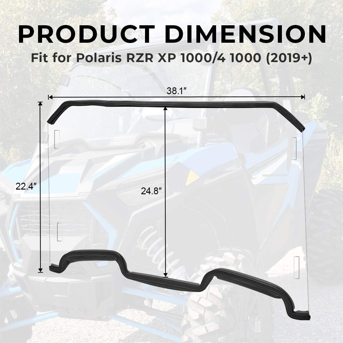 Polaris RZR Front Full Windshield with 4 Black Clamps - Kemimoto