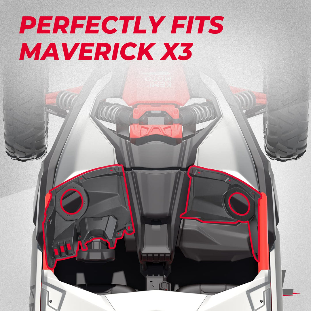 Front Dash Speaker Pods Fit Can Am Maverick X3 / X3 Max - Kemimoto