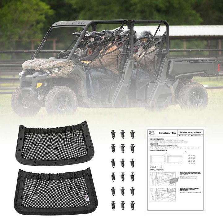 UTV Rear Backrest Storage Nets For Can Am Defender Max - Kemimoto