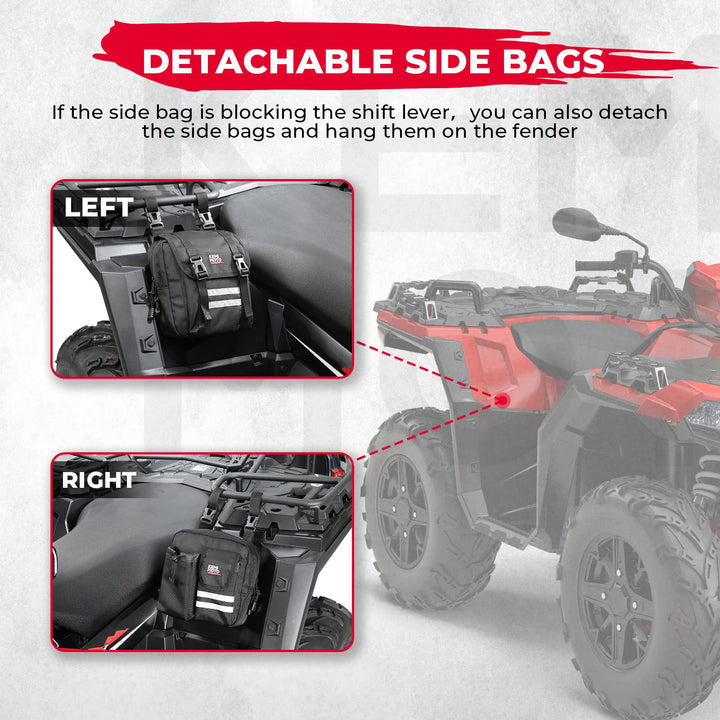 ATV Motorcycle Saddle Tank Bag with Cooler Luggage Fit Sportsman Scrambler Fourtrax Grizzly Cforce - Kemimoto