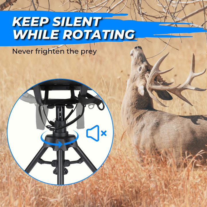 Hunting Fishing Chair, 360° Silent Swivel Hight Adjustable Quick Folding Blind Chair - Kemimoto