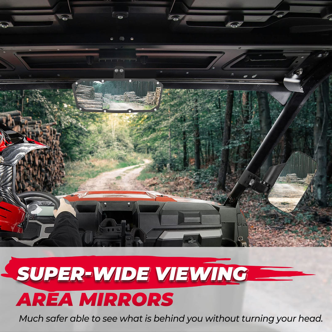 UTV Side Mirrors And Center Mirror Set Fit Polaris Ranger 500 570 900 1000 XP - Kemimoto