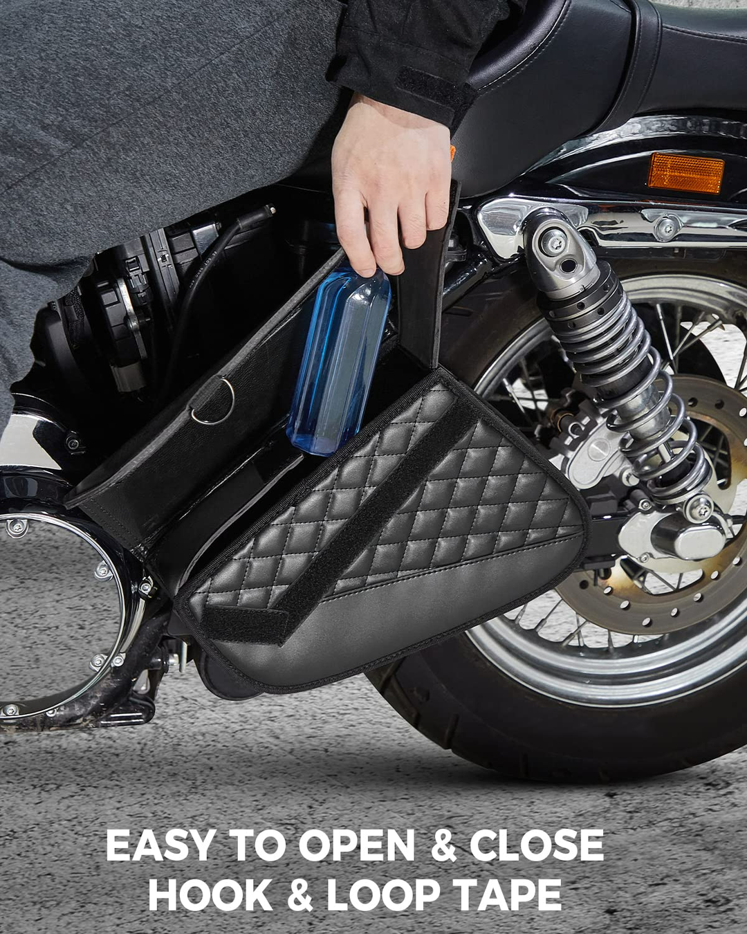 Motorcycle Swingarm Leather Side Bags - Kemimoto
