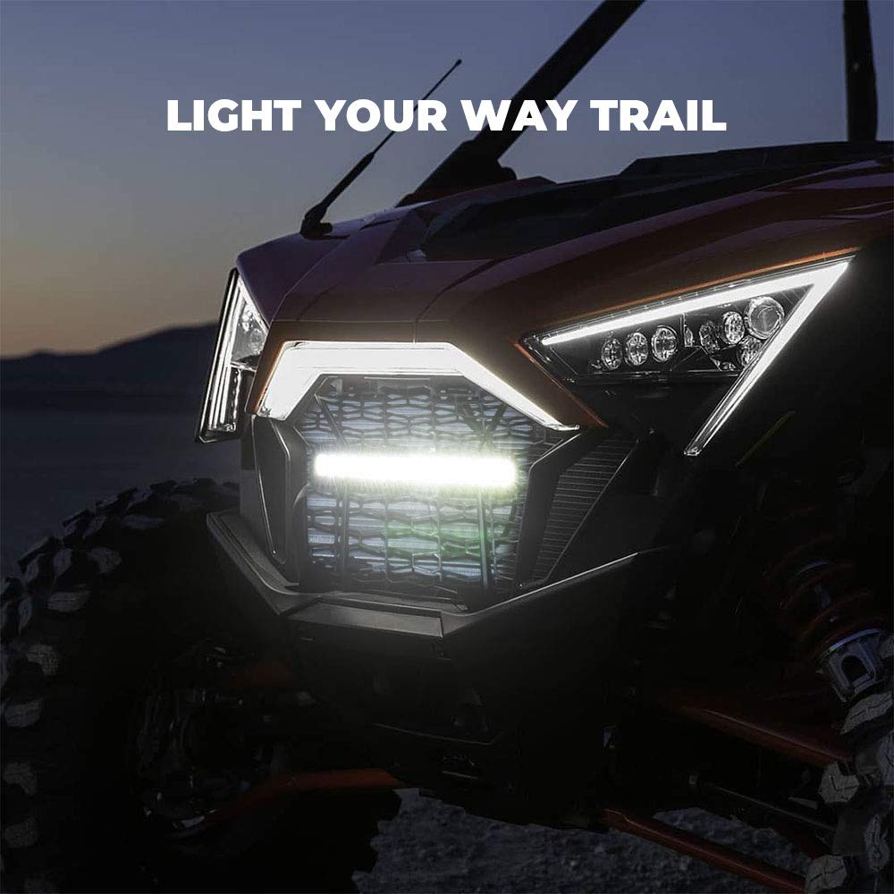 PP Front Mesh Grill with LED Light Bar Fit Polaris RZR PRO XP / 4 (2020-2023 ) - Kemimoto