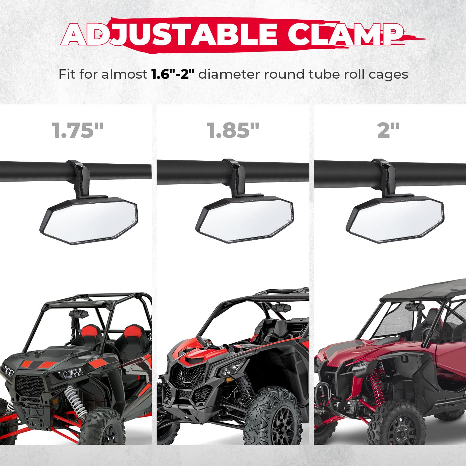 UTV Rear View Mirror Fit for 1.6
