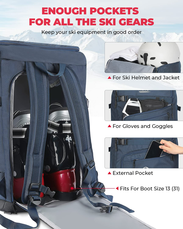 60L Upgraded Ski Boot Bag - Kemimoto