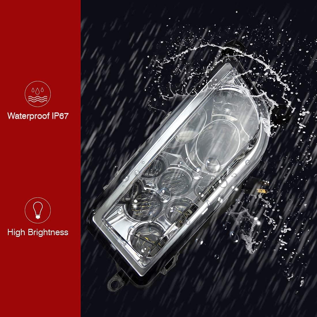 Pair of LED Headlight Fit RZR XP 1000/4 1000, XP Turbo/Turbo S / 4 turbo, 900 / S 900 (2014-2022) - Kemimoto