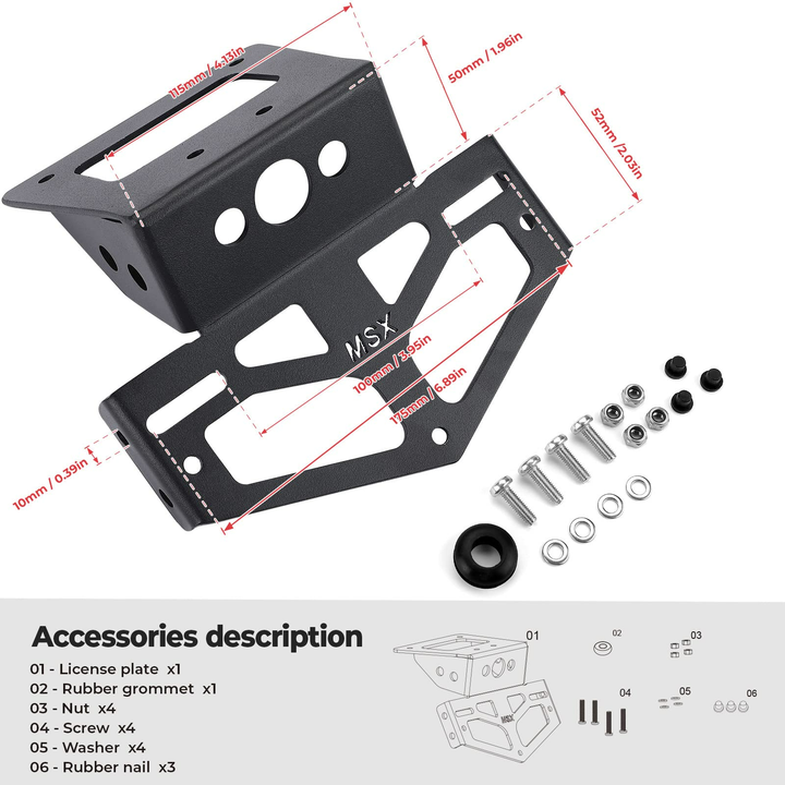 Honda Grom License Plate Bracket Holder Fender Eliminator Kits - Kemimoto