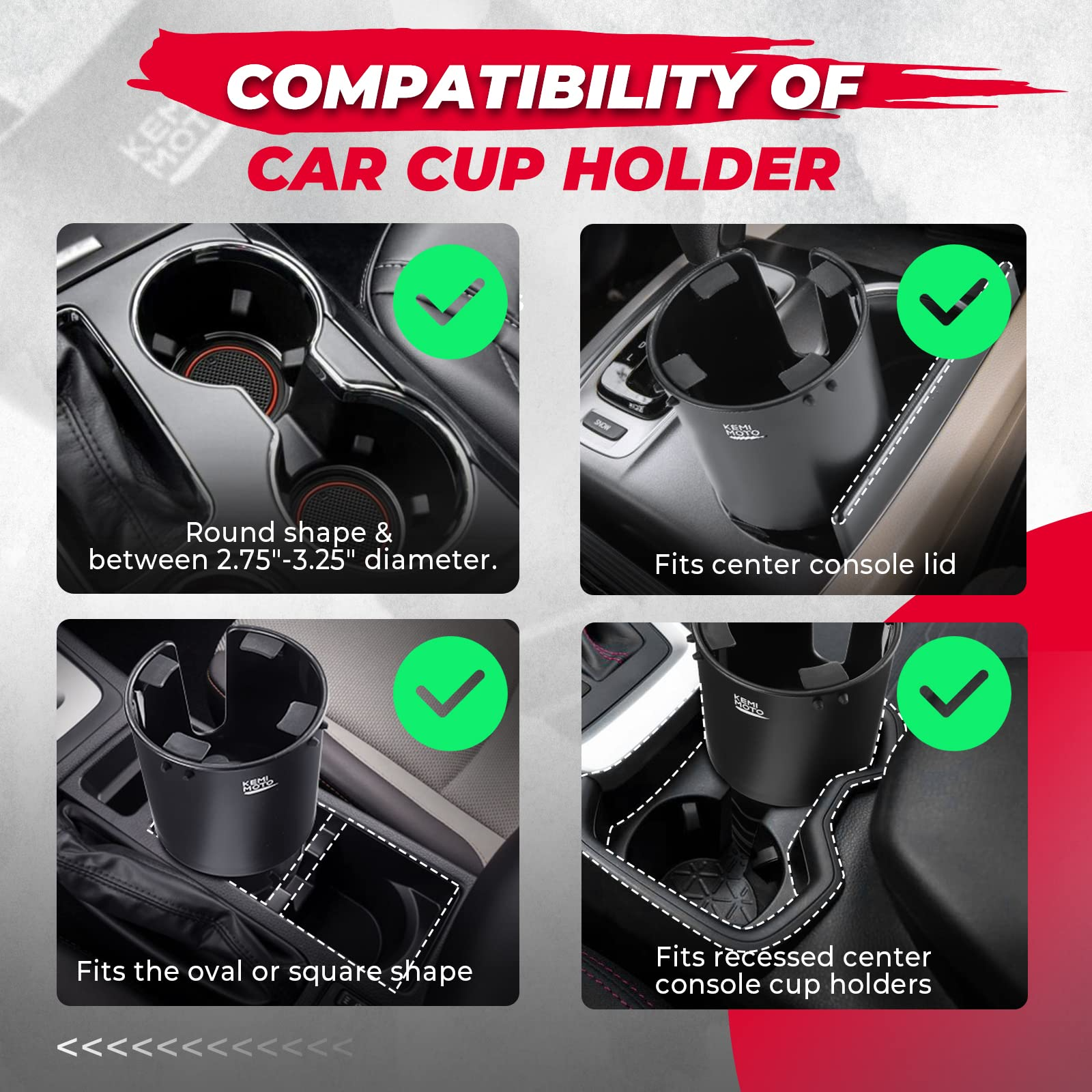 Cup Holder Fits for Universal Vehicle, Golf Cart, UTV, RV, Truck - Kemimoto