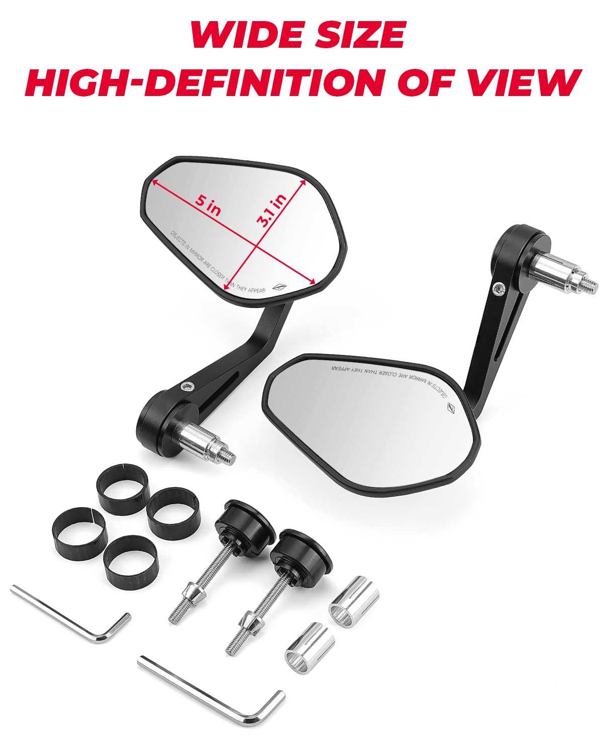Motorcycle 360 Degrees Ball-Type Adjustment Handlebar Mirrors - Kemimoto