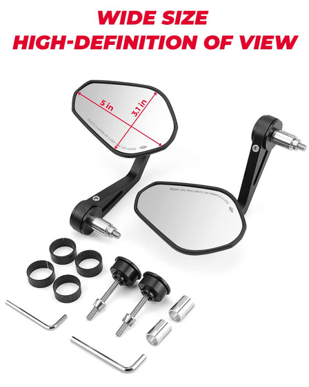 Motorcycle 360 Degrees Ball-Type Adjustment Handlebar Mirrors - Kemimoto