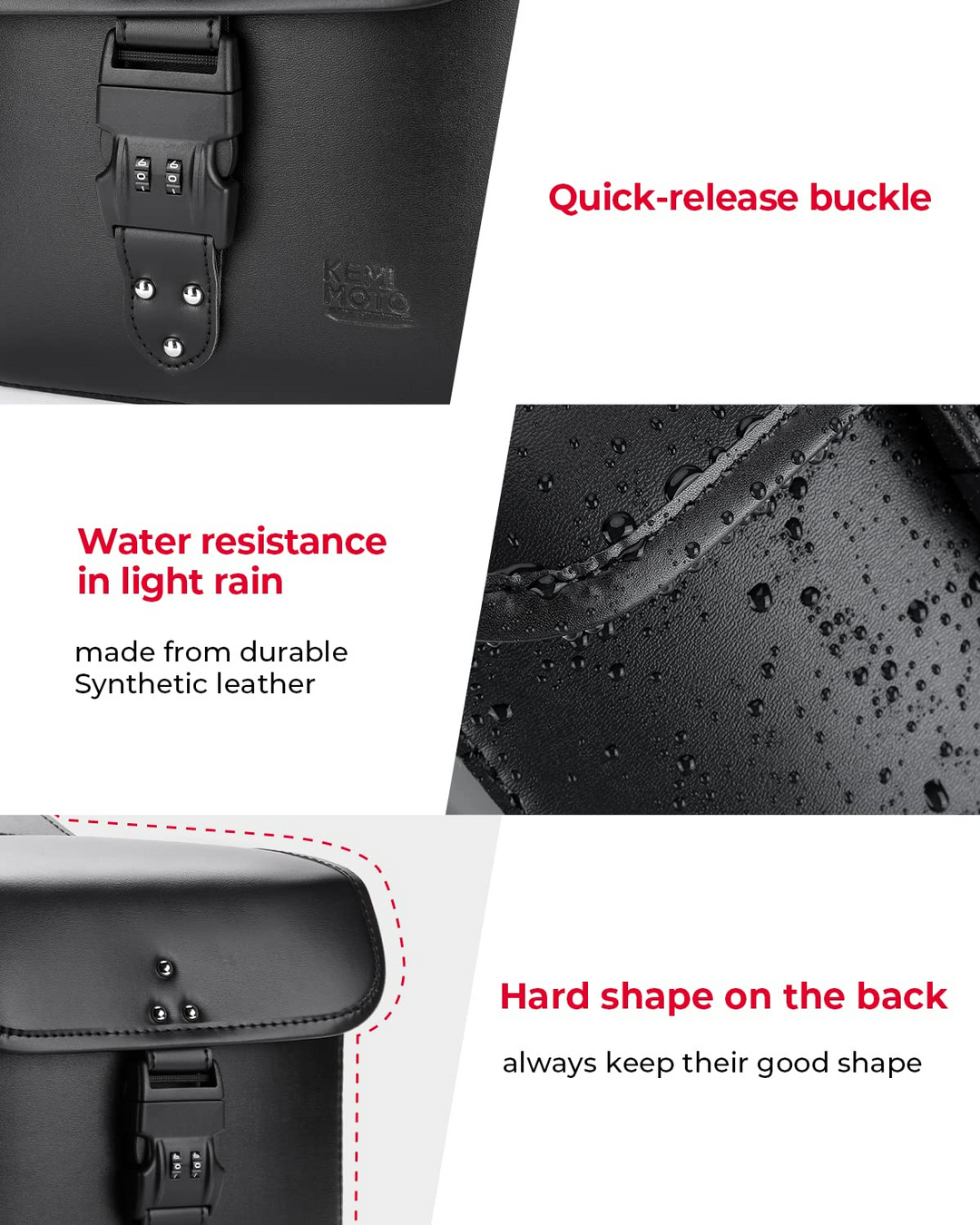 14L PU Leather Saddlebags with Lock for Harley Kemimoto