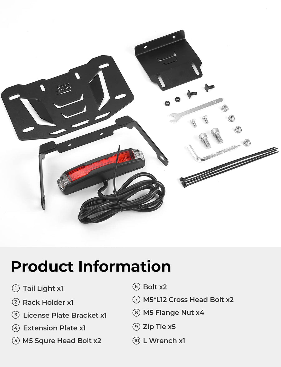 Motorcycle License Plate Bracket with LED Signal Light Kemimoto