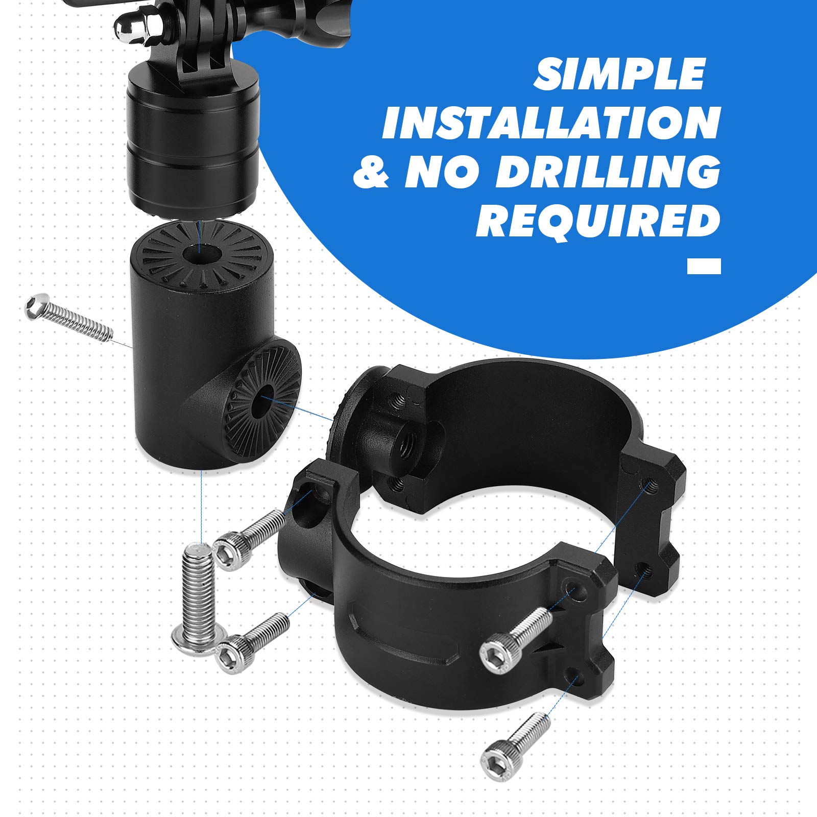 Go Pro Camera Holder Suitable for 1.75-2 inch roll bar - Kemimoto