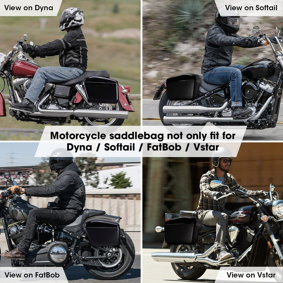 Motorcycle Hard Saddlebags Fit Dyna V-Rod Vstar 650 VTX 1100 1300 - Kemimoto