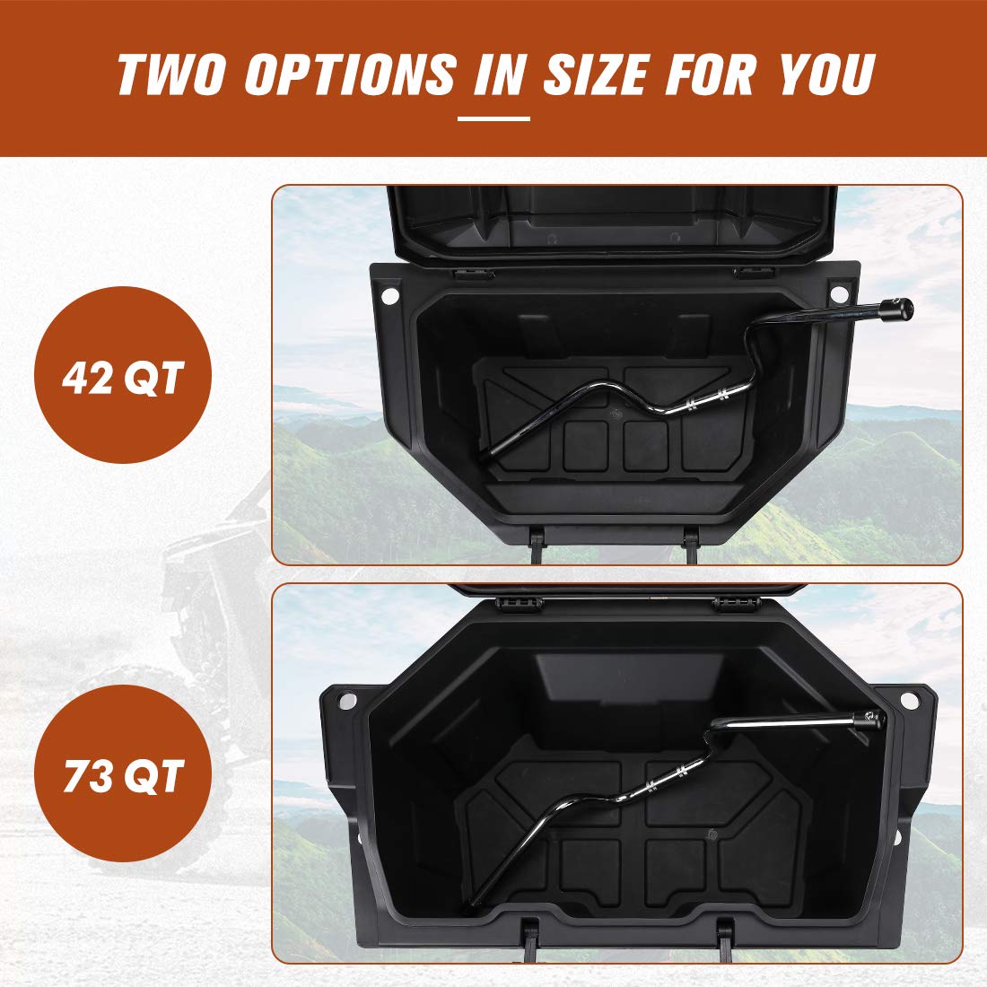 Cargo Box, 73 QT Rear Storage Bed Box Fit Polaris RZR PRO XP / 4 (2020-2023) - Kemimoto